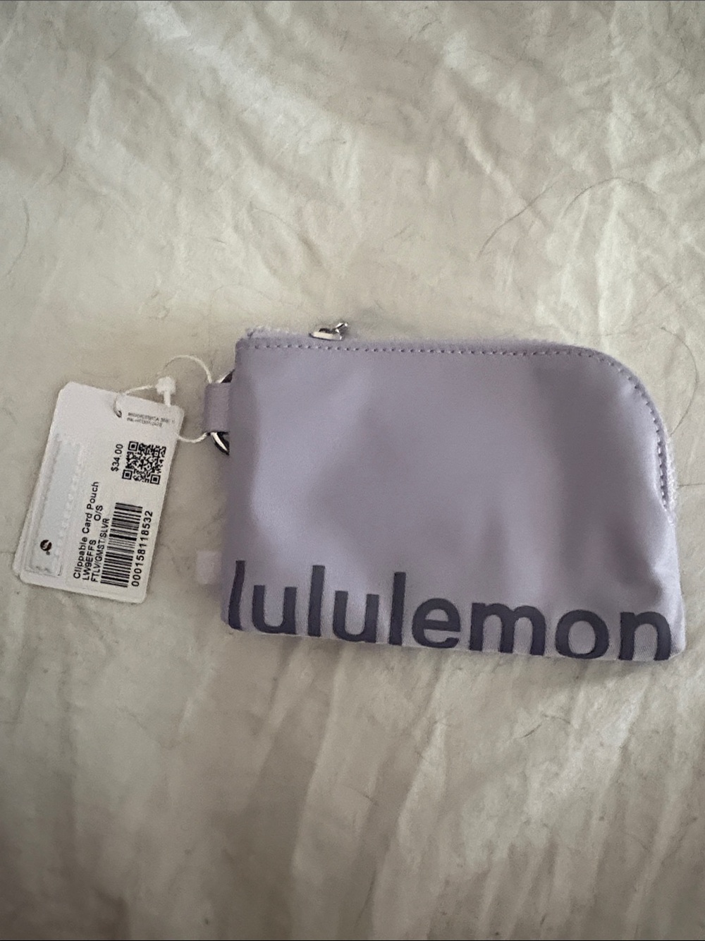lululemon athletica Lavender Zip Card Pouch with Silver Ring